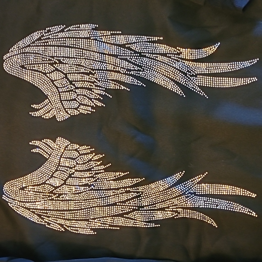 Rhinestone sweater Angel Wings Sweatshirt, Long Sleeve Crew Neck sweater shiny - Picture 9 of 12